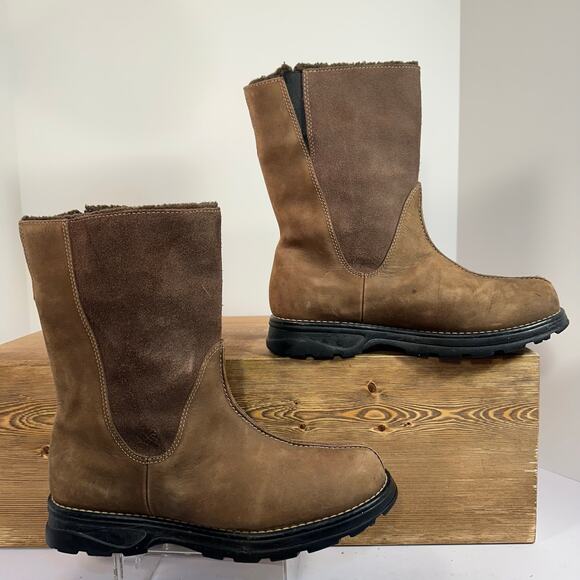 Columbia Shirebrook LeatherWaterproof Winter Boots Womens 8.5 Fleece Omni Grip - Picture 1 of 14